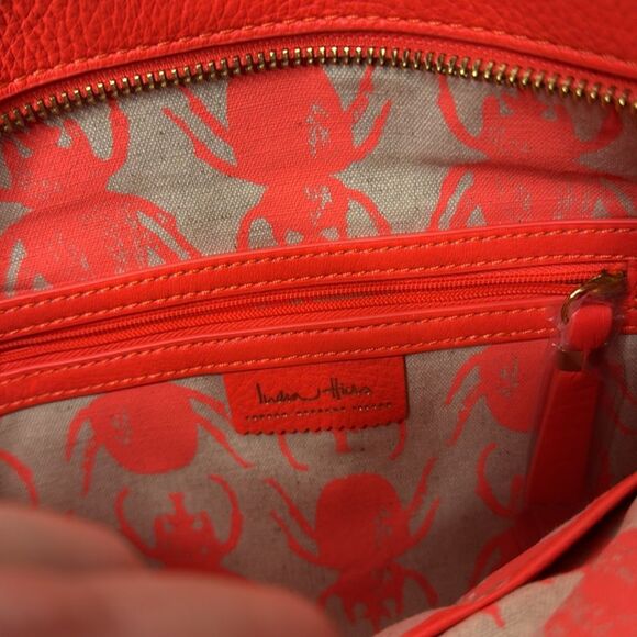 India Hicks Carmen Leather Clutch In Flamingo. - Picture 10 of 13